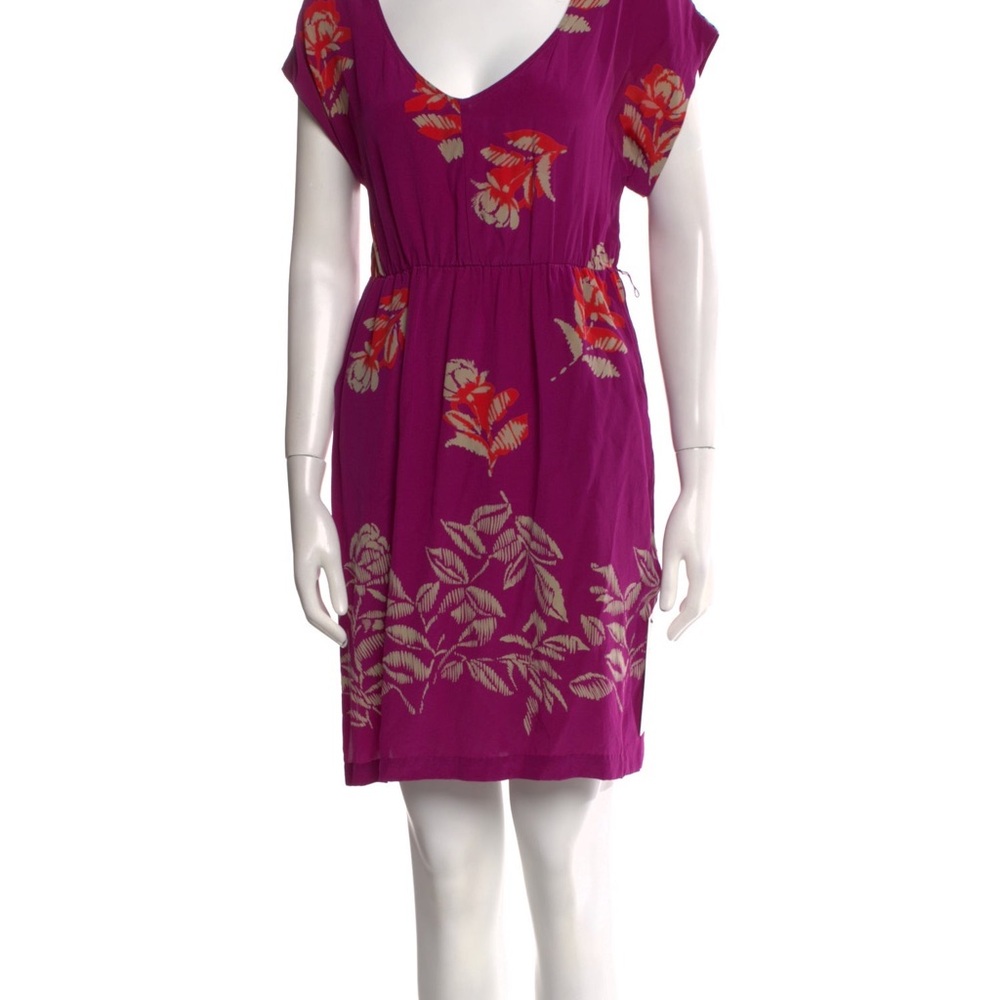 Anthropologie / Moulinette Soeurs SILK A-Line Dress, Purple / Red / Beige, 0
